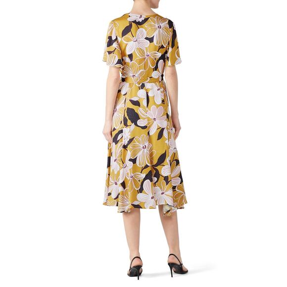 Slate & Willow Mod Daisy Floral Print Flutter Sleeve Wrap Midi Dress Size S - Picture 2 of 13